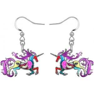 Kal-Boucles D'oreilles Licorne En &Eacute;mail Fantaisie Cheval Bijoux Pendants Alliage De Zinc Licorne Cadeaux Pour Femme Fille Party Favors Charms - Neuf