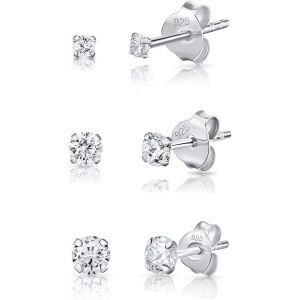 Cmjaagur-3 Paires - Boucles D'oreilles Femme Argent - Boucle D'oreille Argent - Lot Boucles D'oreilles Femme - Helix - Mini - Clous D'oreilles - Oxyde De Zirconium - Diamètre 2, 3, 4, 5 Mm -[M101] - Neuf