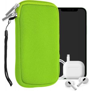 Housse Universelle Smartphone - Pochette De Protection 16,5 X 8,9 Cm Pour T&eacute;l&eacute;phone Portable L - 6,5"" En N&eacute;opr&egrave;ne Vert Fuchsia - Neuf