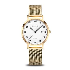 Montre Femme Bering Titanium Acier Milanais Dor&eacute; - Neuf