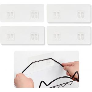 CAUC-Crochet Adhesif Mural, Lot de 4 crochets adh&eacute;sifs de rechange pour &eacute;tag&egrave;re de douche 5kg, Crochet Adh&eacute;sif Transparents pour les Panier, Porte-savon, Chariot de Douche D'angle de Salle de Bain - Neuf