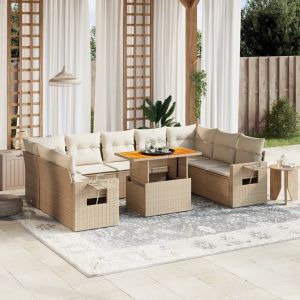 Prolenta Premium - Salon De Jardin Avec Coussins 10 Pcs Beige R&eacute;sine Tress&eacute;e - Neuf