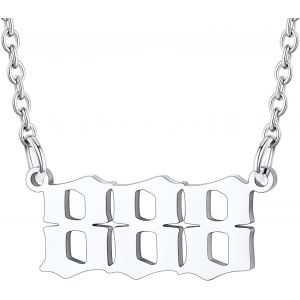 Kal-Collier Femme Nombre Ang&eacute;lique 000-999 En Acier Inoxydable/Plaqu&eacute; Or, Pendentif Num&eacute;ro D'ange Porte-Bonheur Pour Fille - Neuf