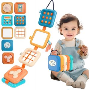 JGD-Cube D'activit&eacute; pour B&eacute;b&eacute; 1 2 3 Ans, Busy Board Jouet Montessori, Sensoriels Jouets de Voyage en Avion Enfant, Activity d'apprentissage du D&eacute;veloppement &eacute;ducatif Jeux Enfants Cadeaux - Neuf