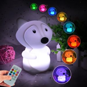 Renard Veilleuse Enfants - Pat Veilleuse En Silicone Pour B&eacute;b&eacute;, Lampe De Chambre D'enfant En Bas &Acirc;ge, Lumi&egrave;re De D&eacute;compression - Luminosit&eacute; Et Couleur R&eacute;glables Et Temps De Travail - Moyen - Neuf