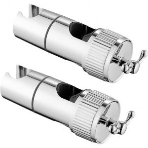 TZF-2 Pi&egrave;ces Support Douchette Universel, Support Pommeau de Douche R&eacute;glable sans Per&ccedil;age, Porte Pommeau de Douche Rotatif &agrave; 360&deg; en ABS Chrom&eacute;, pour Barre de Douche de 16 &agrave; 28 mm, Argent (Argent) - Neuf