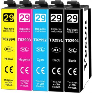 29XL Compatibles pour Epson 29 XL Cartouches d'encre avec Epson Expression Home XP-352 XP-342 XP-442 XP-452 XP-335 XP-345 XP-245 XP-235 XP-247 XP-255 XP-432 XP-435 XP-445 XP-455 XP-355 (Lot de 5) - Neuf