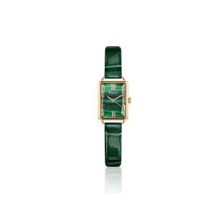 Montre Carrée Verte R009 Pour Femme, Étanche, Style Rétro, Quartz, Bracelet En Cuir - Neuf