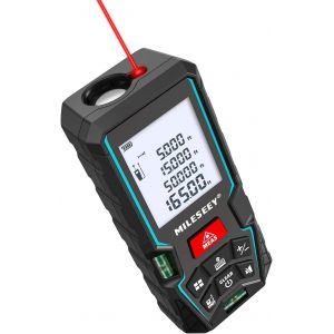 JEXNOVASHOP-T&eacute;l&eacute;m&egrave;tre Laser, MiLESEEY 50m M&egrave;tre Laser avec 2 Niveaux &agrave; Bulle, pr&eacute;cision de&plusmn;2mm, &eacute;cran LCD r&eacute;tro&eacute;clair&eacute; et Mode pythagore, Mesure la Distance, la Surface et Le Volume (D5T-50M) - Neuf