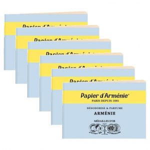 Papier d'Arm&eacute;nie Lot de 6 Carnets de 12 feuilles de 3 lamelles parfum ARMENIE - Neuf