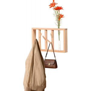 Porte Manteau Mural Bois Patere Murale D&eacute;coratif Bois Vintage Couleur Patere Porte Manteau Rustique avec 5 Crochets Multifonctionnel Porte-Manteaux enBois - Neuf