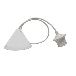 Kalanka-Suspension Luminaire D&eacute;corative Blanche Avec Rosace Conique En Plastique | C&acirc;ble Pvc Flexible 80 Cm | Douille E27 Avec Bague Et Contre-&Eacute;crou | Parfait Pour Salon, Salle &Agrave; Manger, Chambre - Neuf