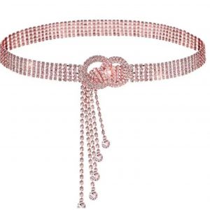 Femmes Ceinture Strass Brillant Diamant Mode Cristal Dames Double O-Ring Ceinture Taille Pour Jeans Robes - Neuf