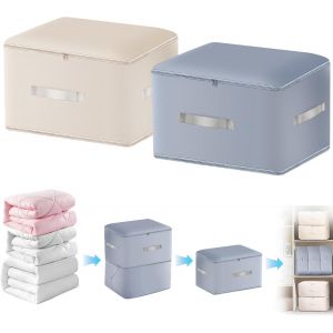 Nzqaf-2 Pcs Organisateur Auto Compression, 54 * 42 * 60cm Sac Compression Voyage, Sac De Rangement Pour Le Rangement, Rangement Couette Pour Couettes, Couvertures, Literie¿Beige, Gris¿ - Neuf