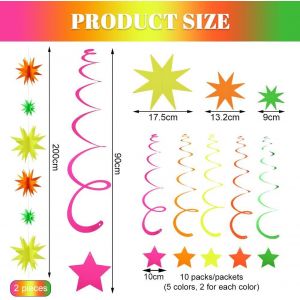 D&eacute;coration De F&ecirc;te Au N&eacute;on,Guirlande En Papier N&eacute;on,4M &Eacute;toile &Agrave; Huit Branches Guirlande En Papie,10 B&acirc;tons Spirale Du Pentagramme Guirlande Papier,Appropri&eacute; Anniversaires,Faire La F&ecirc;te,Mariages - Neuf