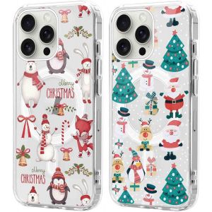 KALANKA-2 Pi&egrave;ces No&euml;l Coque Magn&eacute;tique pour iPhone 16 Pro Max 6,9'', Etui en Motif Dessin Cadeau de No&euml;l Compatible avec MagSafe, Housse Christmas Silicone TPU Cover pour iPhone 16 Pro Max, P&egrave;re No&euml;l - Neuf