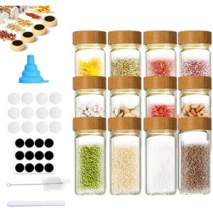 Sjzg-Pot A Epices 12pcs, Pot Epices Verre With Lids Incl. Dispenser/Funnel/Brush/Label+Marker, Bocaux En Verre 120ml - Neuf
