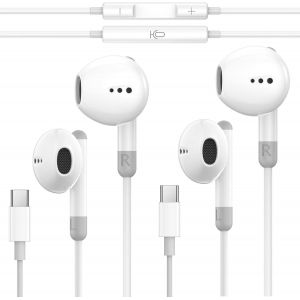 KALANKA-2 Packs Écouteurs USB C pour iPhone 15/15 Pro/16/15 Pro Max, Intra Auriculaires avec Micro et contrôle du Volume, HiFi Stéréo Filaires Type C Casque Compatible avec Samsung Galaxy S24 S23 S22 - Neuf