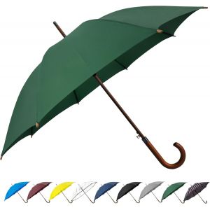 Parapluie Classique à poignée en Bois avec Ouverture Automatique Coupe-Vent et bâton incassable 122 cm - Neuf