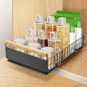 Tianyi-Tiroir Coulissant Cuisine, Rangement Et Organisation De Cuisine, Armoire Rangement Tiroir Avec Glissi&egrave;re Silencieuse Et D&eacute;montable, Organisateur Tiroir Pour Rangement Cuisine&iquest;Gris&iquest; - Neuf