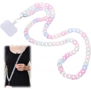 Maa-Cordon Telephone Portable, Lot De Tour De Cou Telephone Universelle Avec Patch, Couleur Longue Chaine Laniere En Acrylique, Chaine Pendentifs Pour Smartphones Bijoux, 120 Cm - Neuf