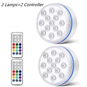 Lampe Submersible À 13 Led Avec Télécommande,Éclairage À Aimant Submergé Ip68,Rvb,Éclairage Pour - 2 Light 2 Controller-7.0cm - Neuf