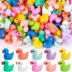 100pcs Candy Couleur Canard Sculptures Apparence Vive Mini Résine Canard Sculptures Décor À La Maison - Neuf