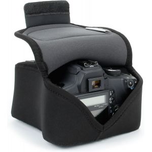 Housse Appareil Photo Numérique et Accessoire en Néoprène Rembourré,Protection Robuste avec Poche et Ceinture-Compatible avec Appareils Canon,Nikon,Pentax,Lumix Et Plus-Noir - Neuf