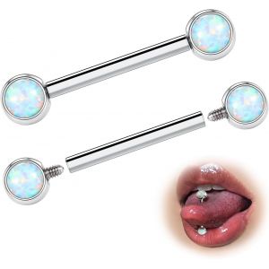 Nbgcm-G23 Titane Piercing Langue Piercing Teton Percing A La Langue 14g 12/14/16/18mm Longueur 4/5mm Boule Hypoallergénique Barre Droite Barbell Bijoux Piercing Femmes Hommes 2pcs - Neuf