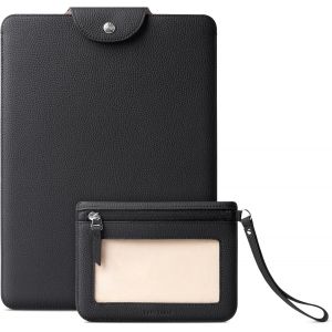 Housse En Cuir V&eacute;ritable Pour Ordinateur Portable 13"" Avec Pochette Pour Accessoires, Compatible Avec Macbook Air M4 M3 M2 M1 2025 Et Macbook Pro M2 M1 2022, Noir - Neuf