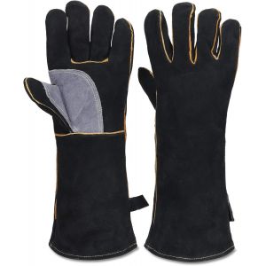 NouvelHorizonstore-Gants r&eacute;sistants au feu et &agrave; la Chaleur extr&ecirc;mes, Cuir avec Coutures en Kevlar, Parfaits pour chemin&eacute;e, po&ecirc;le, Four, Grill, soudage, Barbecue, mig, Support &agrave; marmite, Traitement de - Neuf