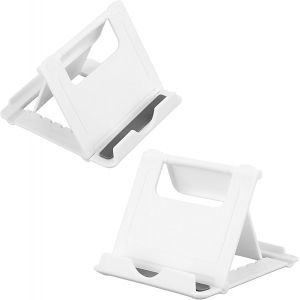 Lot de 2 supports pliables pour t&eacute;l&eacute;phone portable, mini tablette, t&eacute;l&eacute;phone, support multi-angles pour t&eacute;l&eacute;phone portable, station d'accueil pour bureau, maison, regarder un film vid&eacute;o (blanc) - Neuf