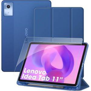 KALANKA-Coque avec Verre Tremp&eacute; pour Lenovo Idea Tab 11 Pouces 2025 (Mod&egrave;le TB336FU, TB336ZU), [Rangement de Stylet] Coque Fine et Translucide Givr&eacute;e, Housse Arri&egrave;re Rigide, Bleu - Neuf