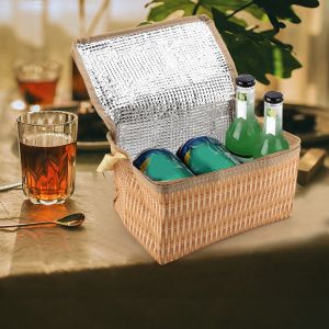 HJLIAN Glaciere isotherme portable epaisse en rotin synthetique - Neuf