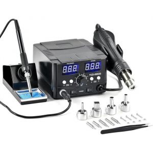 CREWORKS 2 en 1 Station de Soudage 8582D avec Pistolet a Air Chaud 750W Fer a Souder 75W 200-480C Affichage LED Numerique - Neuf