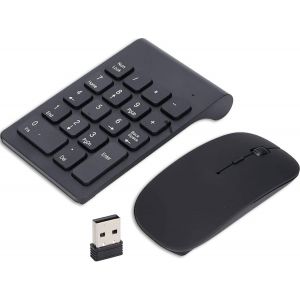 MDY-Combo Clavier Numérique Et Souris sans Fil 2,4 GHz 18 Touches Clavier Mini USB sans Fil, Pavé Numérique Plug and Play Souris Pavé Numérique pour Ordinateur Portable, PC, Bureau - Neuf