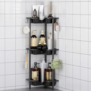 Etagere Douche, Etagere Salle De Bain, Porte Savon Douche Sans Percage (Noir, 3 Tier) - Neuf