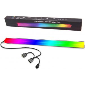 1 Pour 30Cm En Alliage D'Aluminium Rgb Bo&icirc;tier D'Ordinateur Led Bande D'Ordinateur Magn&eacute;tique Bande Lumineuse 5V / 3Pin Argb Carte M&egrave;re Bande Lumineuse Jeu D'Ordinateur Lumi&egrave;re Diy - Neuf