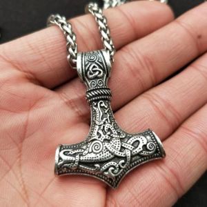 Mjolnir Collier Pendentif-Viking Marteau Talisman,Argent Avec Cha&icirc;ne En M&eacute;tal Pendentif En Argent Avec Cha&icirc;ne En M&eacute;tal - Neuf