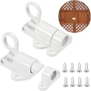ChenQuanSarl-Verrou Porte,2 Pièces Loquet Ressort Automatique En Alliage D'Aluminium Verrou Porte Coulissante Quincaillerie De Portes Et Loquets Serrure Porte Ressort Automatique,Armoires Cuisin (Bla - Neuf