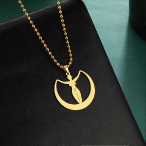 Collier De Déesse Moon Vortex Pour Femmes Hommes En Acier Inoxydable Fertilité Amulette Magique Couple Pendentif Pegan Talisman Bijoux - Neuf
