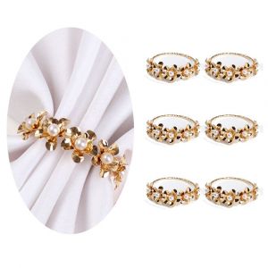 Pi&egrave;ces Cr&eacute;atives Ronds De Serviette - No&euml;l Perle Fleurs, Unique, Ronds De Serviette, Banquet De Mariage D&eacute;coration De Table Vaisselle Fournitures - Neuf