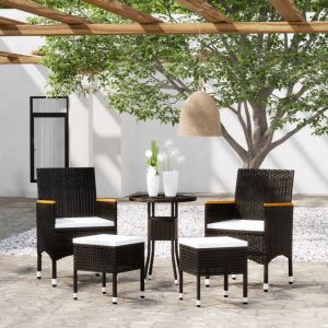 Prolenta Premium - Salon De Jardin 5 Pcs R&eacute;sine Tress&eacute;e Noir - Neuf