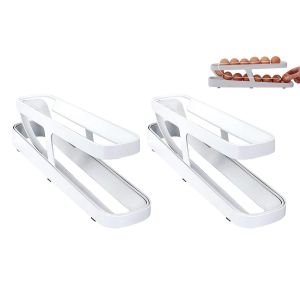 Distributeur D'?Ufs &Agrave; 2 Niveaux Avec Support &Agrave; Roulettes Automatique Pour R&eacute;frig&eacute;rateur - Lot De 2 - Neuf