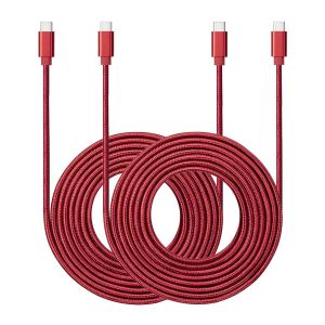 Thef-Lot De 2 Câbles Usb C Vers Usb C, 60 W, Câble De Type C, Compatible Avec Macbook Pro/Galaxy S20/Microsoft Surface/Google Pixel Et Autres Appareils Usb C (Rouge) - Neuf