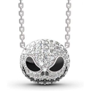 Collier Tête De Mort Pour Femme, Pendentif Plaqué Or Blanc, Hall - Neuf