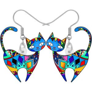 Kal-Boucles D'oreilles Chat En Acrylique Bijoux Chat &Agrave; La Mode Cadeaux Pour Filles Femme Charmes - Neuf