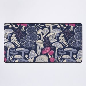 Grand Tapis de Souris Gaming pour Bureau Champignons mystiques bleu nuit ivoire bleu pâle et rose foncé champignons sauvages 75x40cm Antidérapante Clav - Neuf