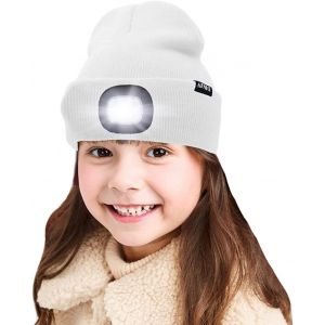 Enfants Led Casquette De Bonnet &Eacute;clair&eacute;e, Lampe Frontale Rechargeable Par Usb Chapeaux De Nuit En Tricot D'hiver Plus Chauds Lumi&egrave;re Cadeaux No&euml;l Pour Gar&ccedil;ons Filles - Neuf
