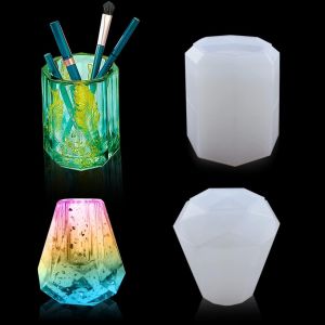 2 Pi&egrave;ces Moule R&eacute;sine Epoxy Moulle Silicone Vase Porte Stylo Moule Bo&icirc;te &agrave; Bijoux Moulage avec Couvercle Moule pour Bricolage Stylo Support Porte-pinceau de Maquillage (A) - Neuf